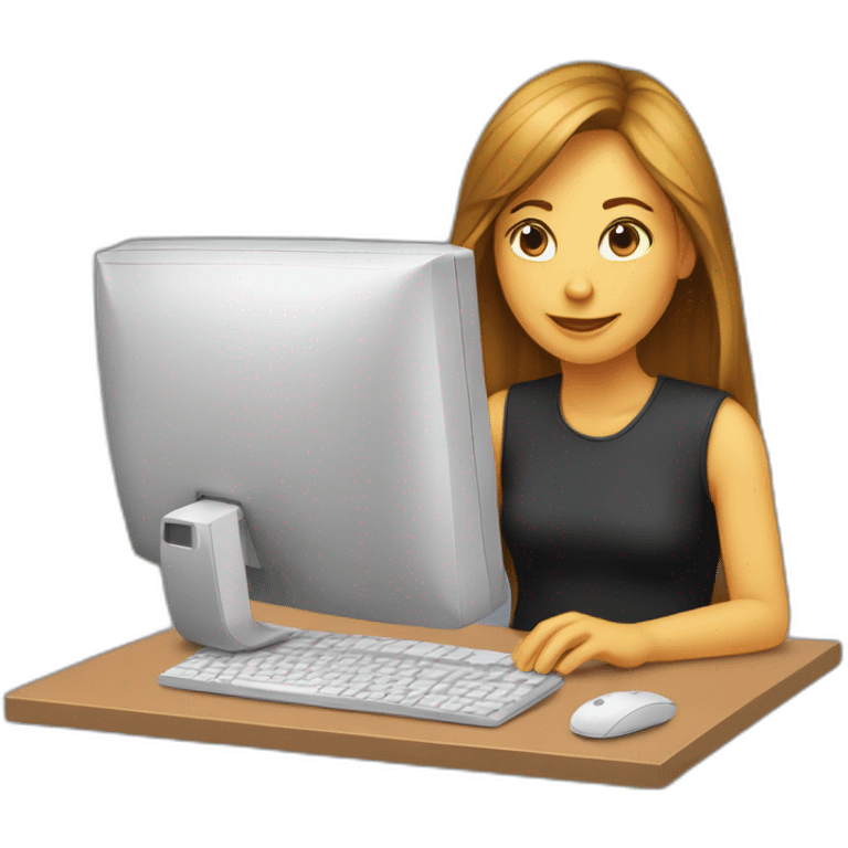 a girl behind a computer emoji