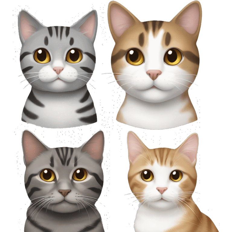 One gray and white tabby cat and one brown and black tabby cat emoji