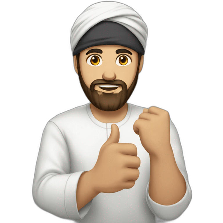 islamic middle eastern guy with beard an wearing turban holding fist emoji