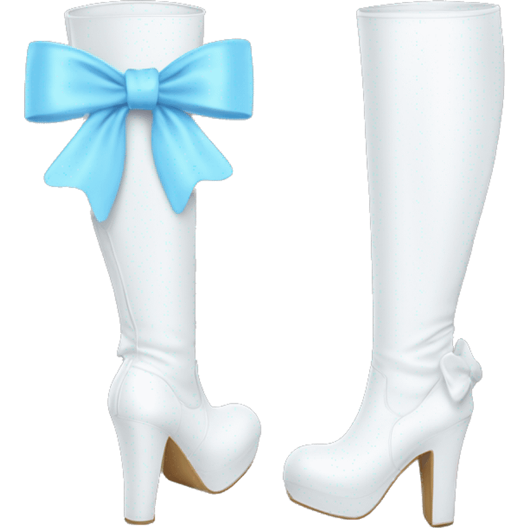 White thigh high boots with baby blue bow emoji