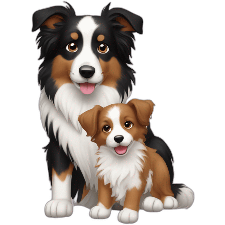 Border collie with a baby Yorkshire emoji