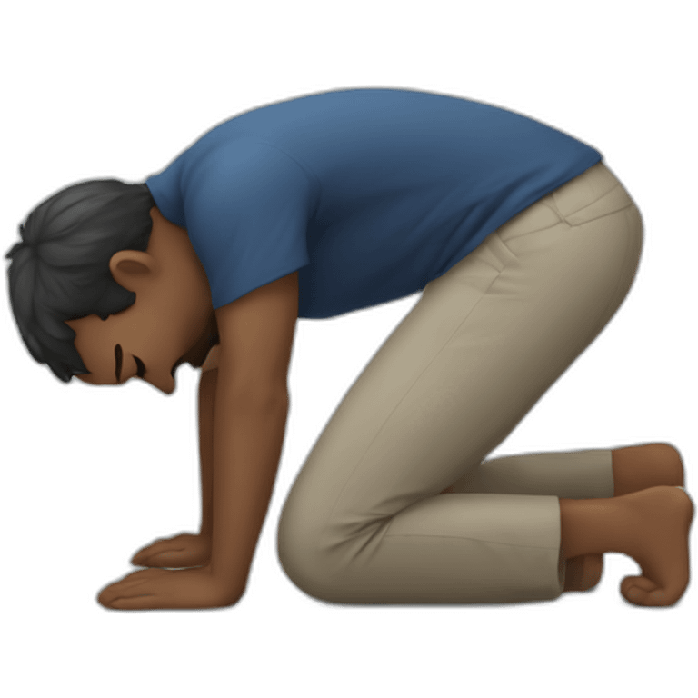 man prostrates himself asking for help emoji