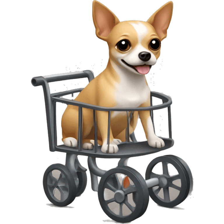 tan terrier Chihuahua mix with wheels/ cart/ dog wheelchair emoji