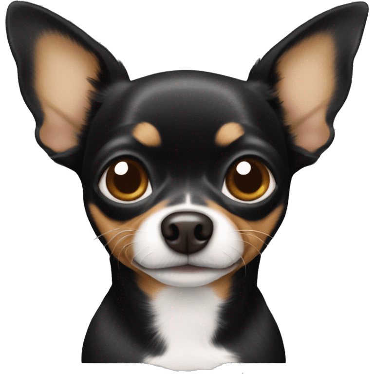 Black chihuahua with curly tail and brown eyebrows emoji