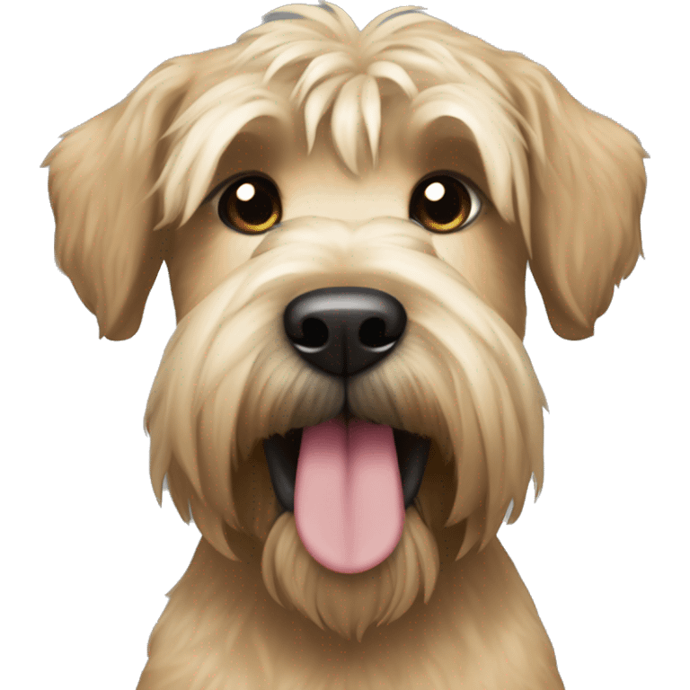 Wheaten terrier with long lighter color hair, darker color ears and black chin emoji