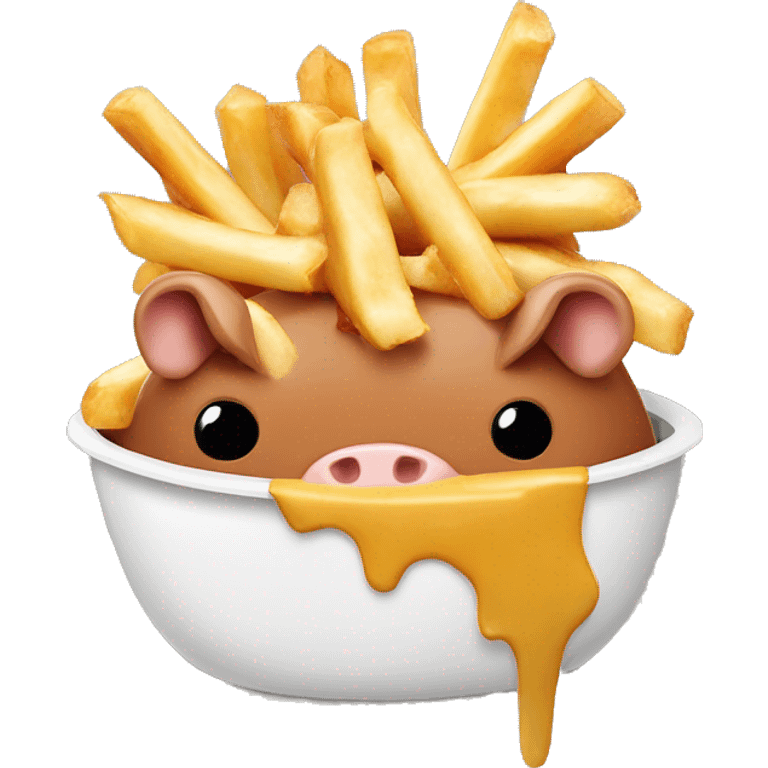 Poutine qui mange un cochon emoji