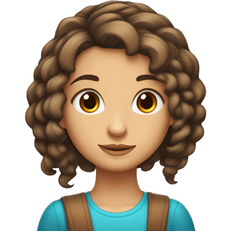 Menina cabelo castanho longo e meio curto com olhos azuis Cartoon  emoji