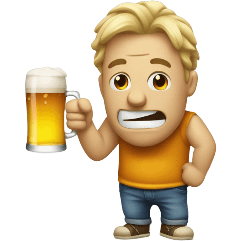 Drunk with a beer emoji