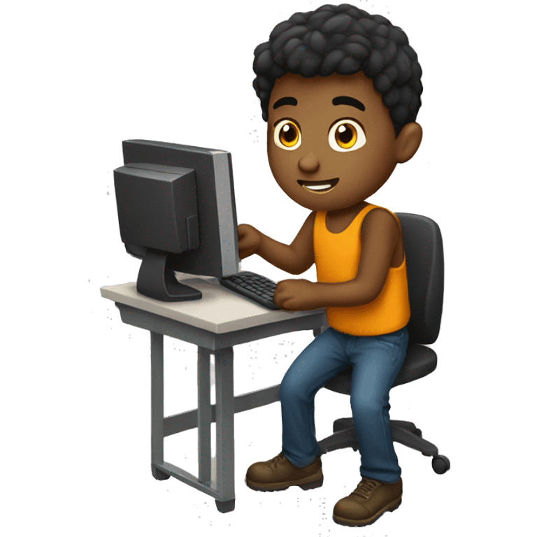 a boy working at the computer full body emoji