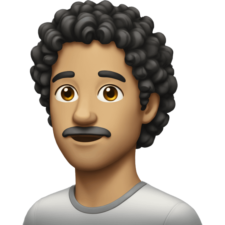 Man with dark curly hair emoji