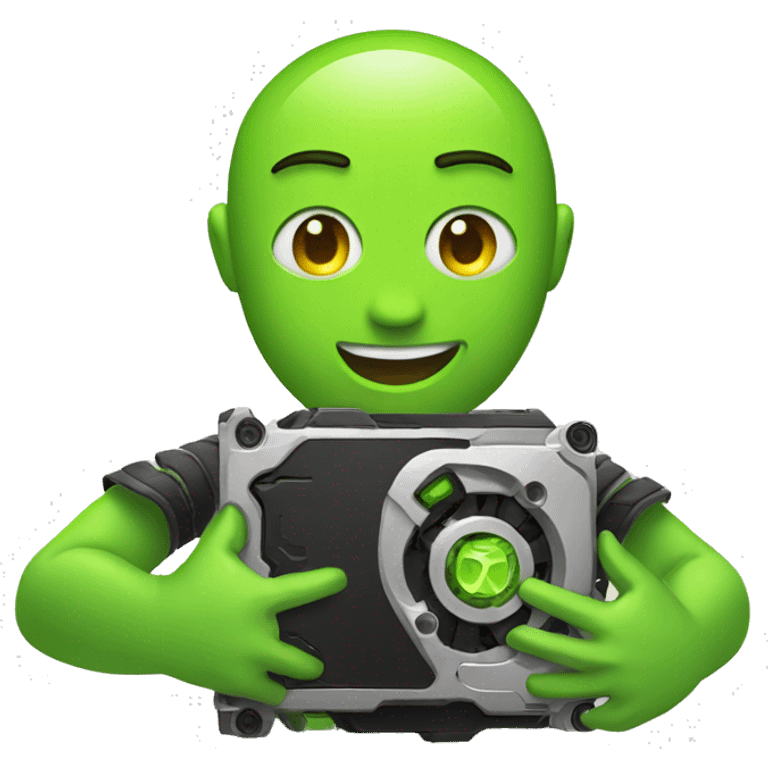 friendly emoji hugging an NVIDIA H100 gpu emoji