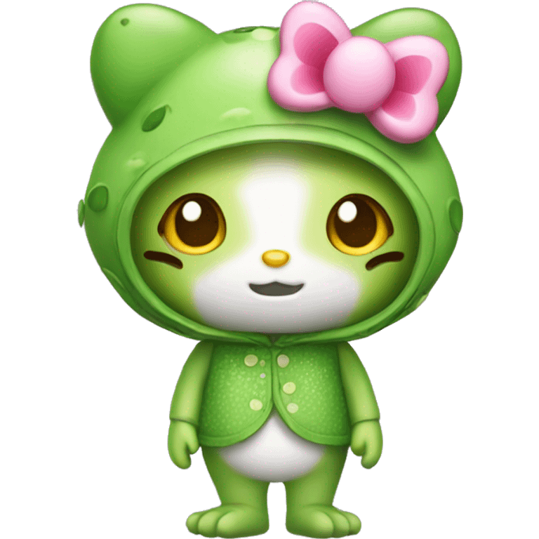 hello kitty in frog costume emoji