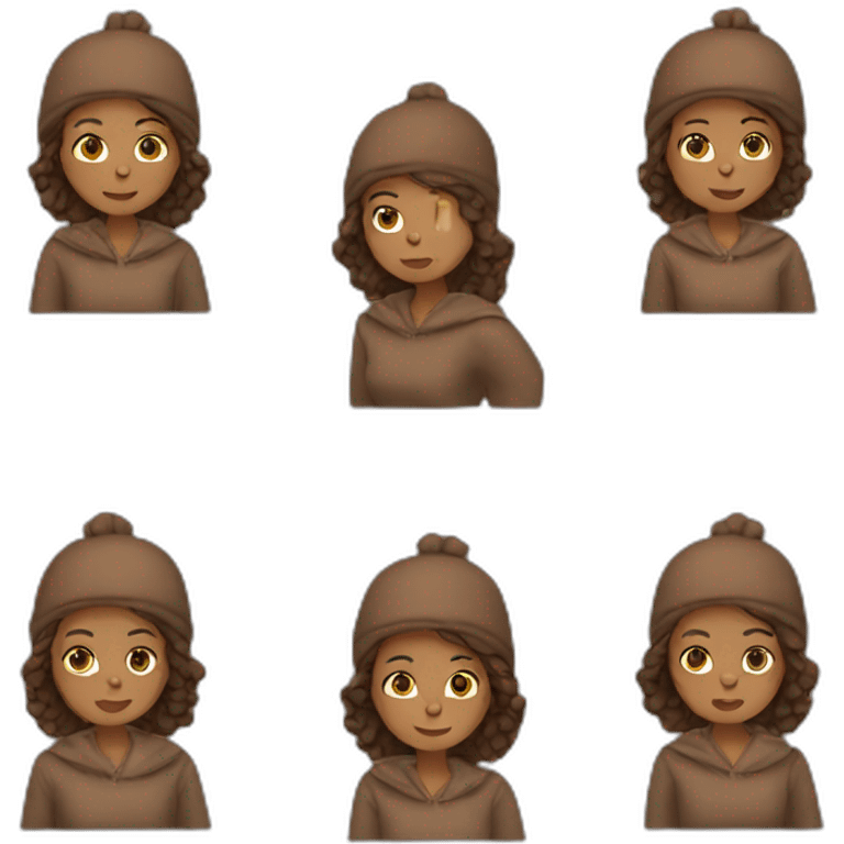 Woman with brown clothes and beanie emoji