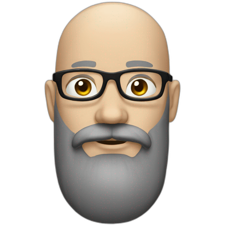 a white bald men with glasses and a big black beard emoji