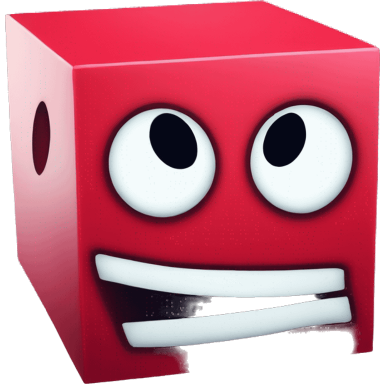 Red cube with face from geometry dash emoji