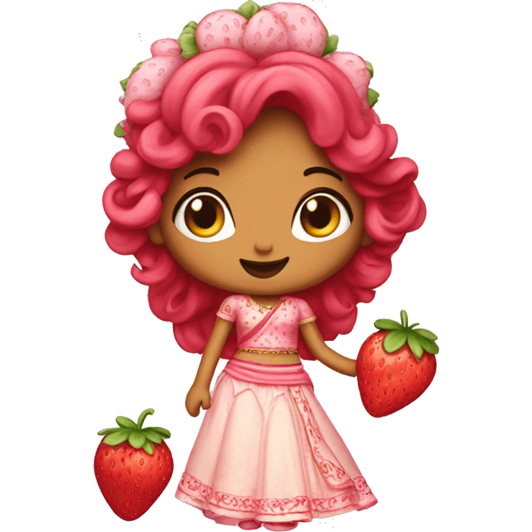 strawberry shortcake in a lehenga  emoji