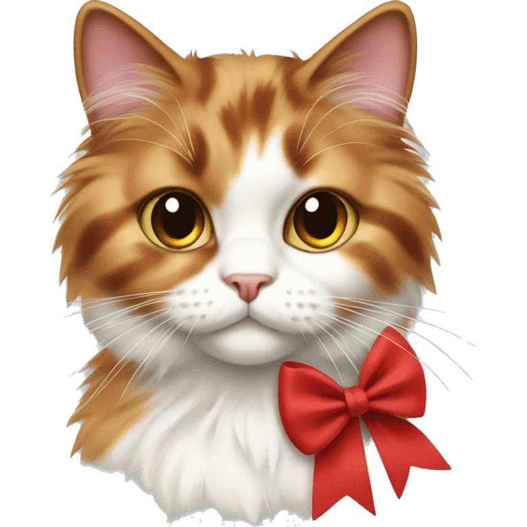 calico cat fluffy with a red bow emoji