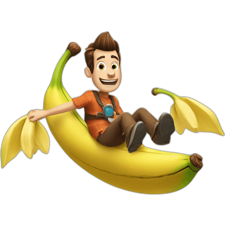 Hugh from jimmy neutron riding a flying banana  emoji