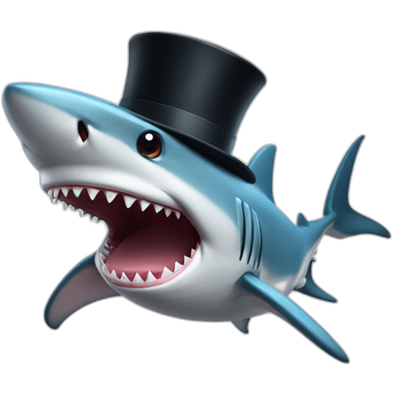 Shark with a top hat emoji