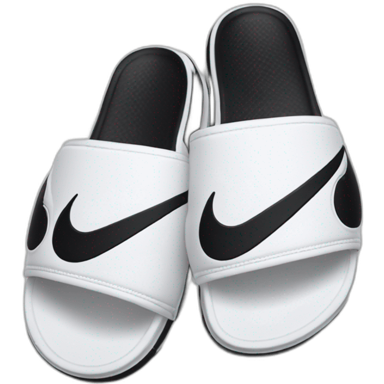 Black and white Nike slides  emoji