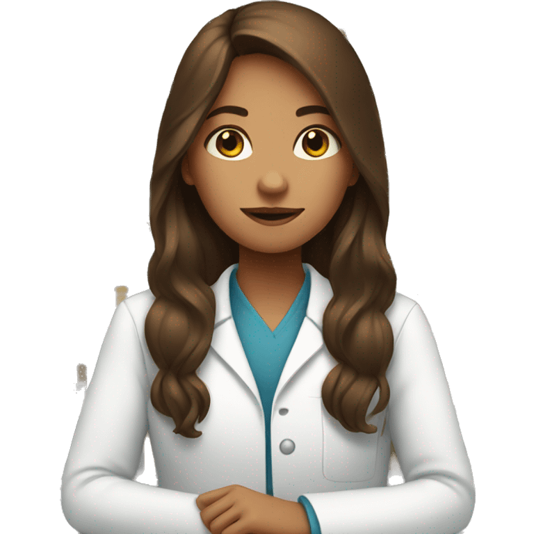 Girl with long brown hair working in pharmacy emoji