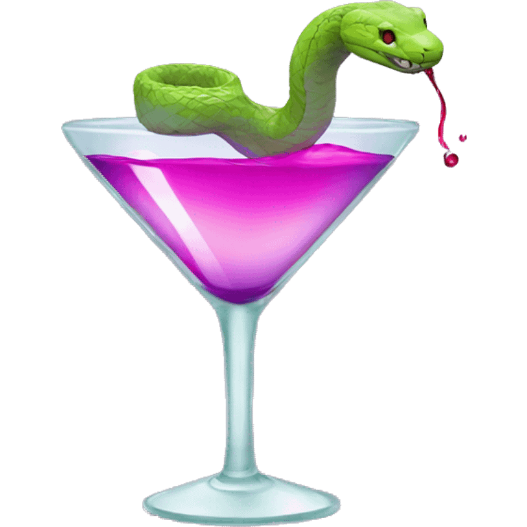 Pharmacy logo where the snake wraps a martini glass with a pink-purple-red liquid emoji