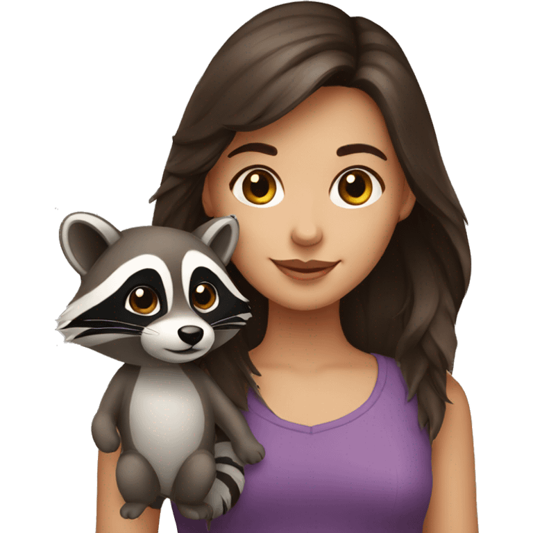 Brunette girl with raccoon  emoji