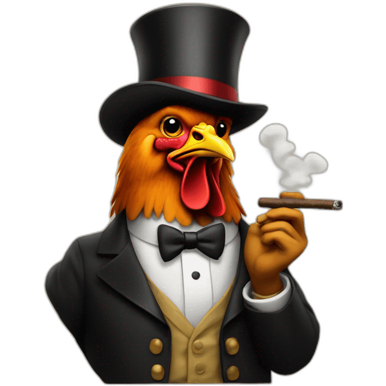  a chicken with a top hat and a money bag smoking a cigar emoji