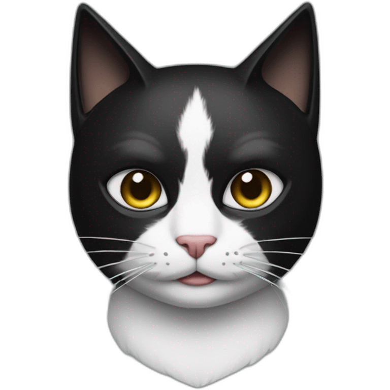 A black white cat with a Batman mask emoji