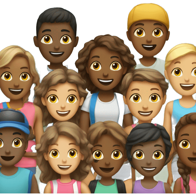 generate kids playing in summer camp activity emoji