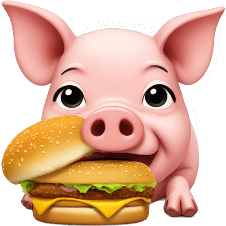 Pig eating burger emoji