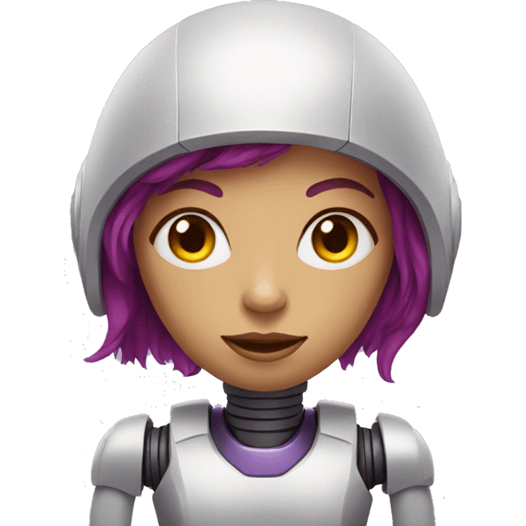 red hair robot woman whit purple eyes emoji