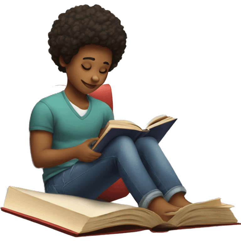 Crea un emoji de un joven afroamericano leyendo un libro  emoji