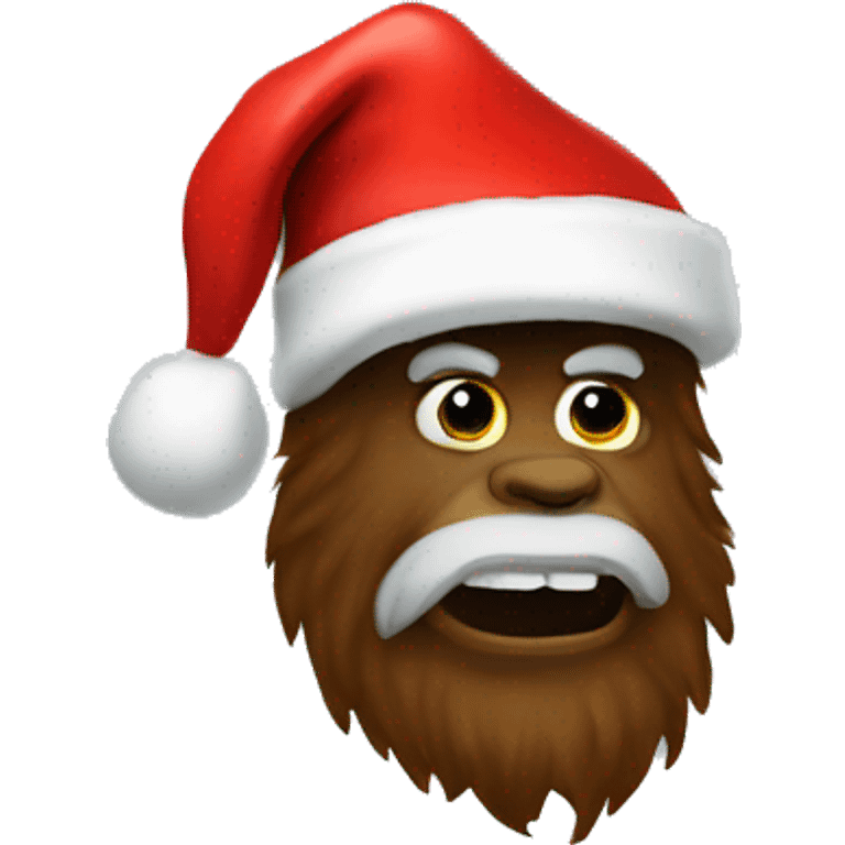 Santa hat on bigfoot emoji