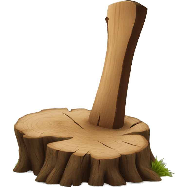 Realistic wood stump with axe  emoji