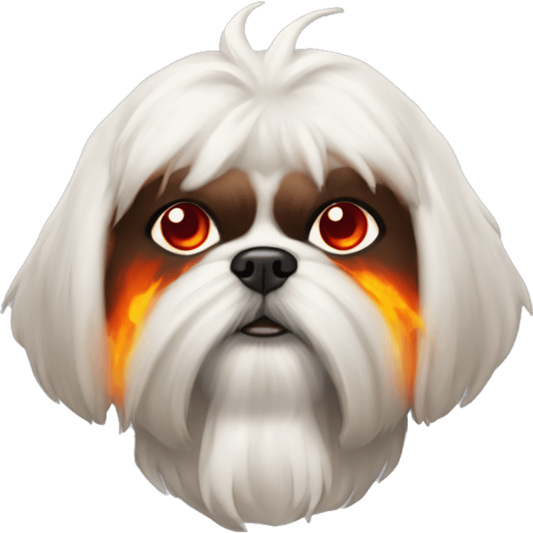 Shi tzu with devil ears and fire eyes  emoji