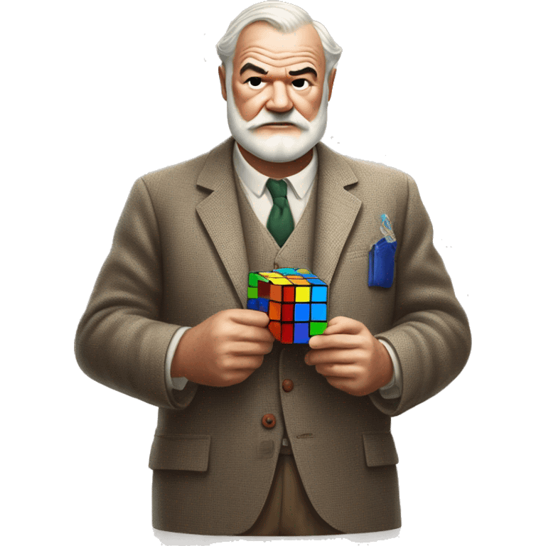 Ernest Hemingway holding a Rubik's cube in his hands emoji