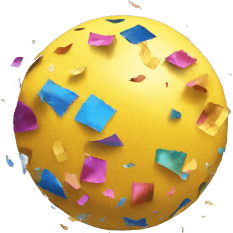 A broken confetti ball that aesthetically releases colored confetti emoji