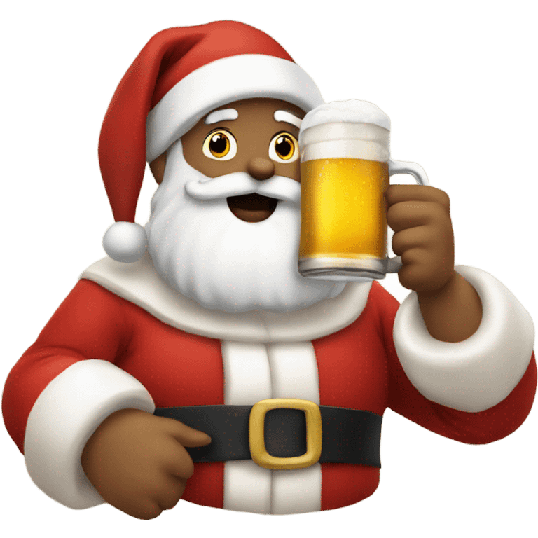 Santa drinking beer emoji