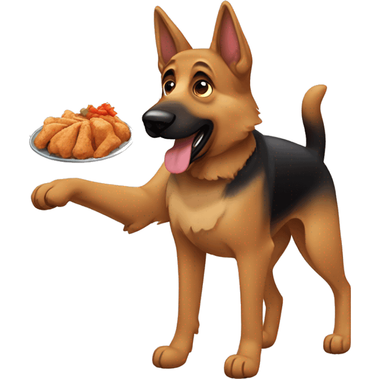 german shepard eating chicken  emoji