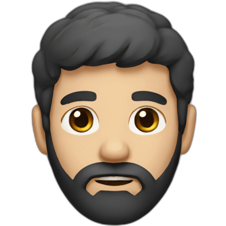 Bearded man with black eyes and hair emoji