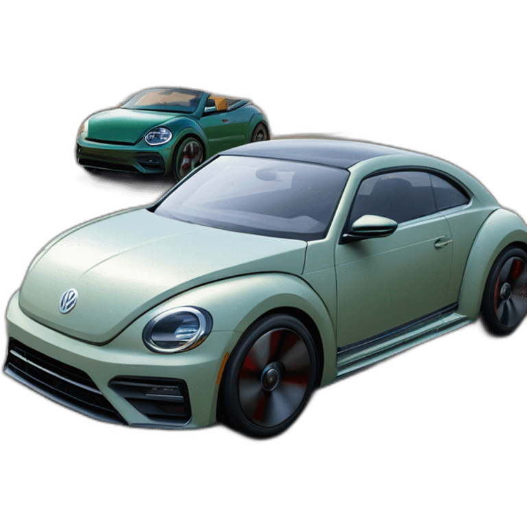 Volkswagen beetle overtaking a aston martin vulcan emoji