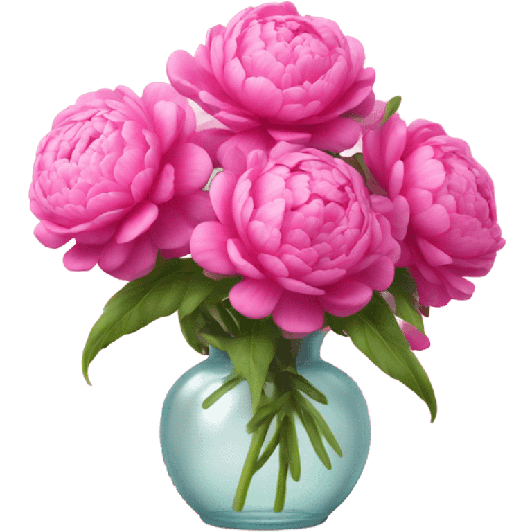 Realistic Bright pink pions in vase emoji