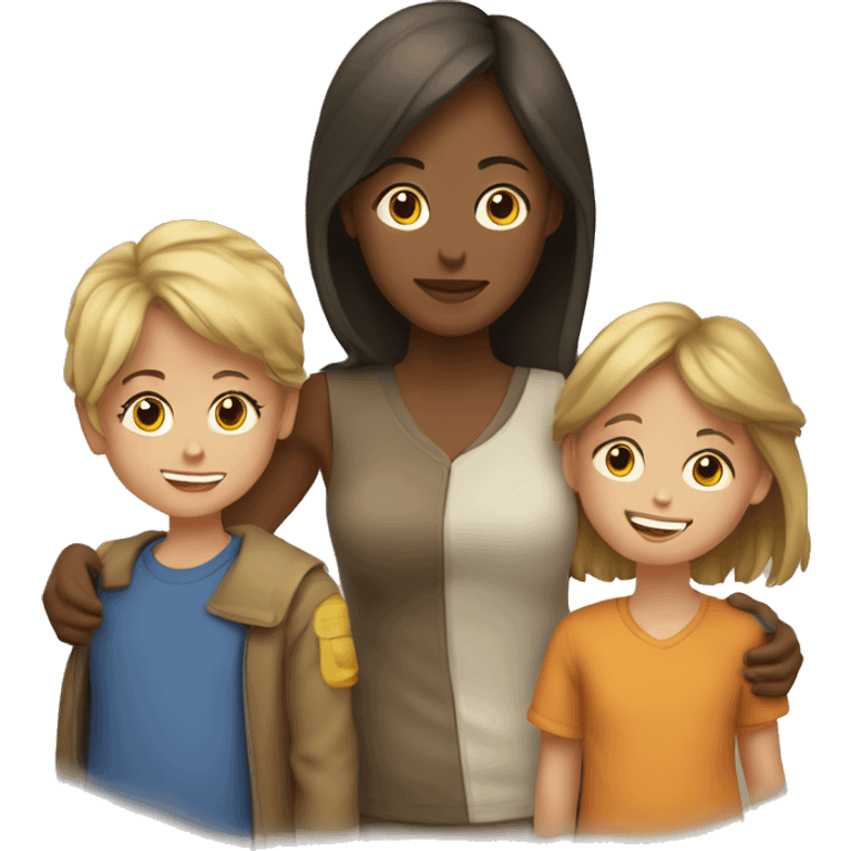 Mom with a girl and boy children emoji