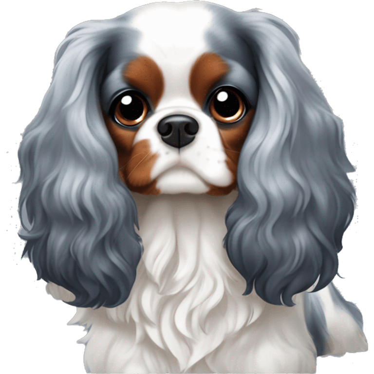 cavalier king charles spaniel blue merle black ears  emoji