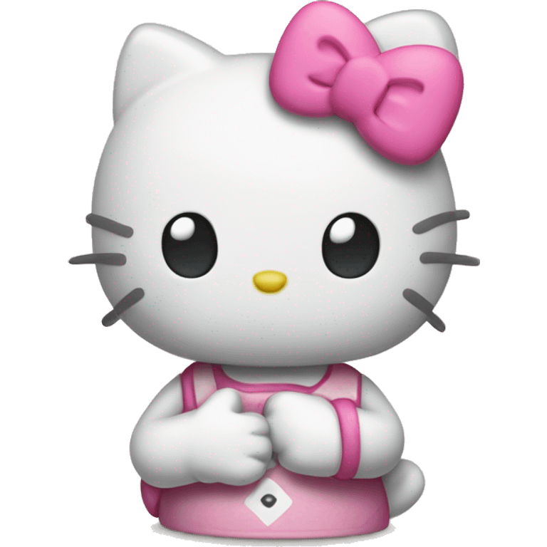 hello kitty doing peace sign with hand emoji