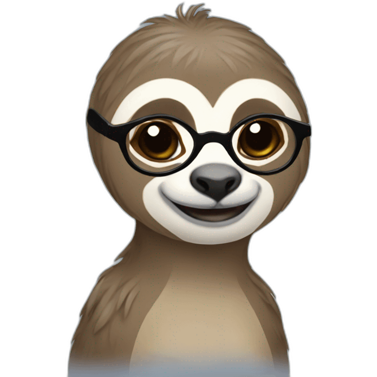 Female Sloth with glasses and a bun emoji