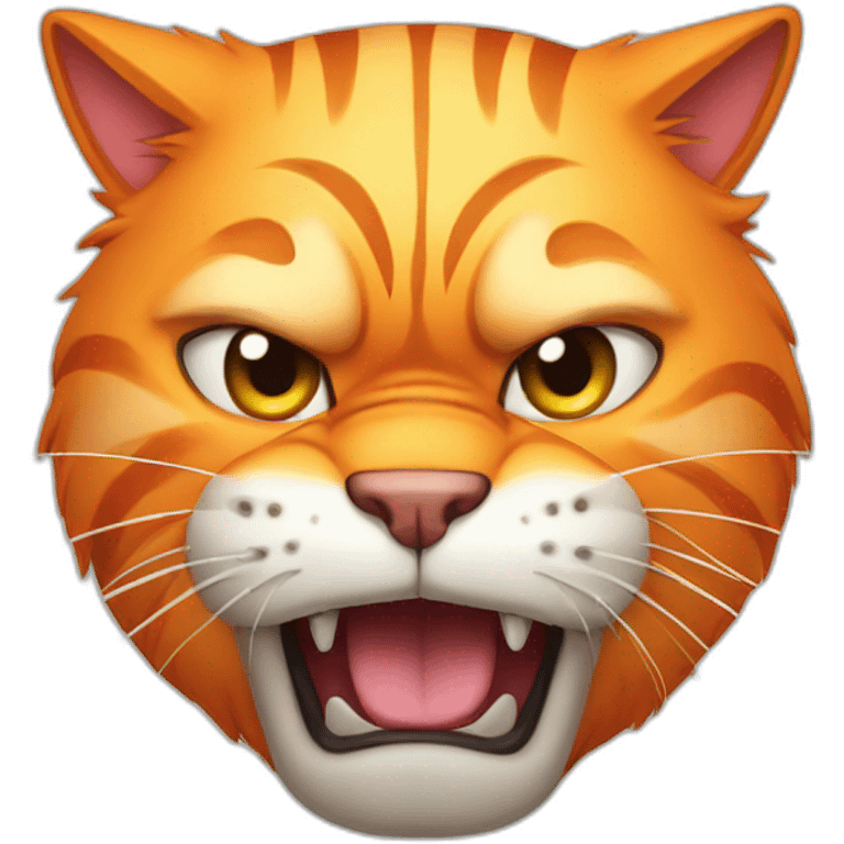 big orange cat with angry face emoji