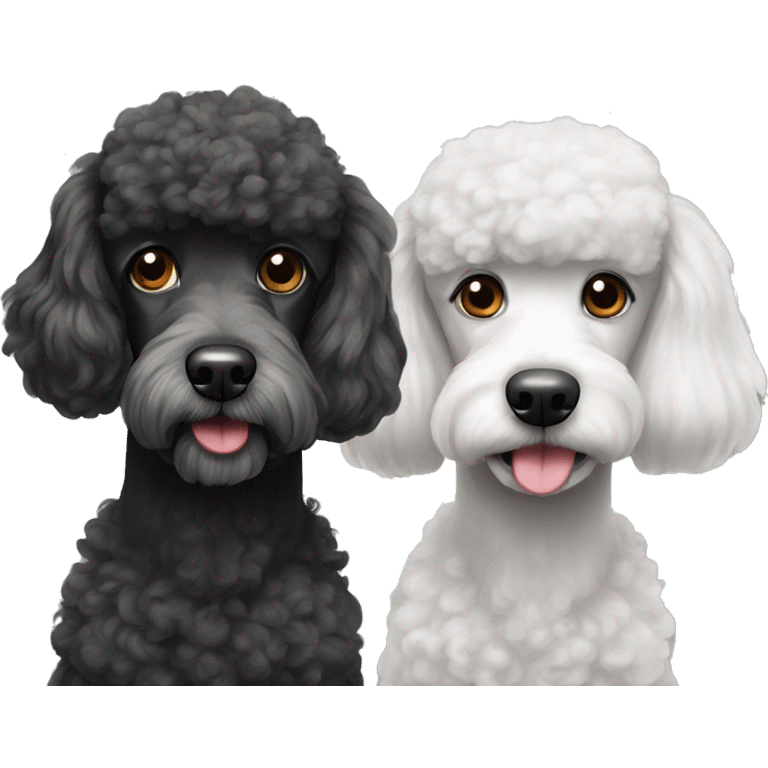 two poodles one black one grey emoji