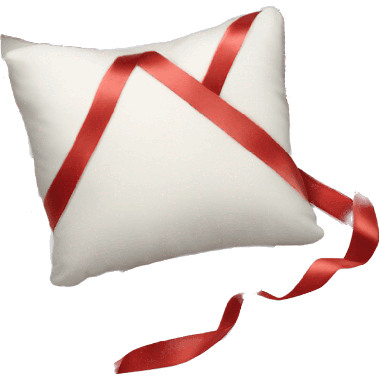 Aesthetic white pillow with red ribbon emoji